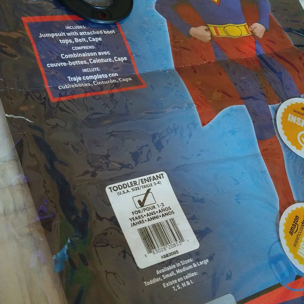 Size 2-4 Superman Costume (Ages1-2)